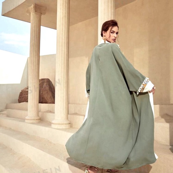 SHEIN Najma Open Front Fringe Batwing Abaya - Picture 1 of 3